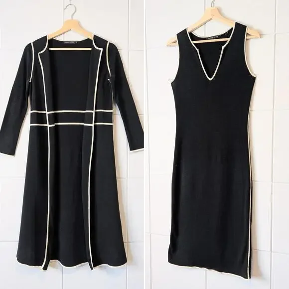 Vintage y2k silk cotton knitwear dress & cardigan set - Picture 1 of 8